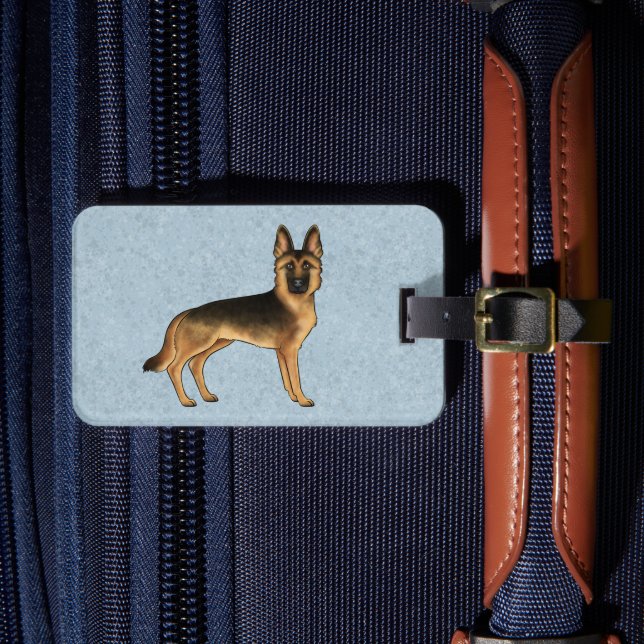 Svart och tansk Hund med Anpassningsbar Bagagebricka (Framsida Insitu 4)