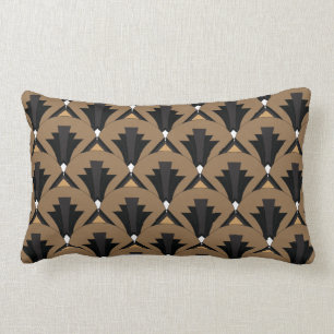 Svart och taupe Art Deco-mönstrad Lumbarkudde