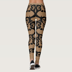 Svart och taupe Färgad Mönster (Anpassa Färger) Leggings