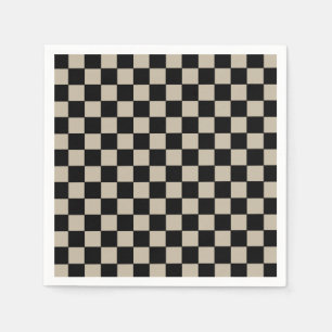 Svart och taupe-rutig pappersservett
