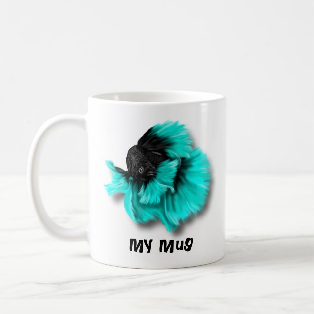 Svart och Teal Betta Fish Kaffemugg (Vänster)