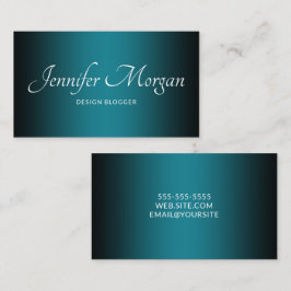Svart och Teal Elegant Ombre Visitkort