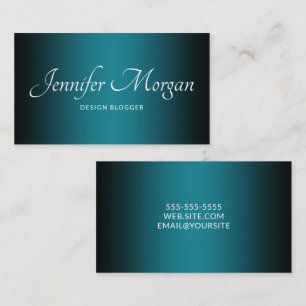 Svart och Teal Elegant Ombre Visitkort