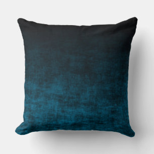 Svart och Teal Grunge Ombre-struktur Kudde