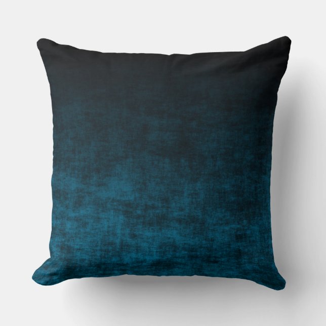 Svart och Teal Grunge Ombre-struktur Kudde (Framsida)