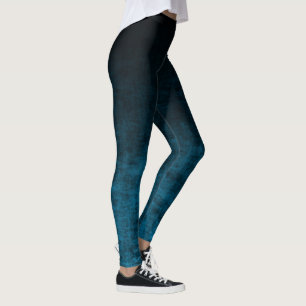 Svart och Teal Grunge Ombre-struktur Leggings