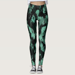 Svart och Teal Leggings