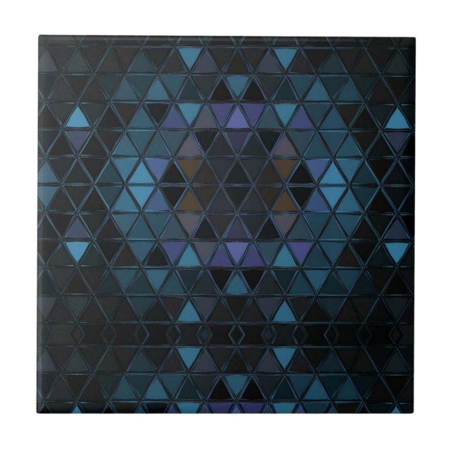 Svart och Teal Mosaic Southwest Boho-glaset Kakelplatta (Framsidan)