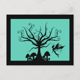 Svart och Teal Spooky Fairy Postcard Vykort