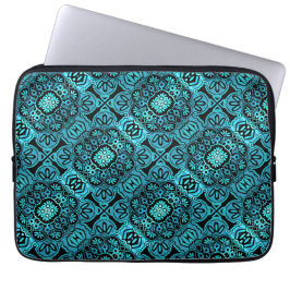 Svart och teal Tribal Laptop sleeve