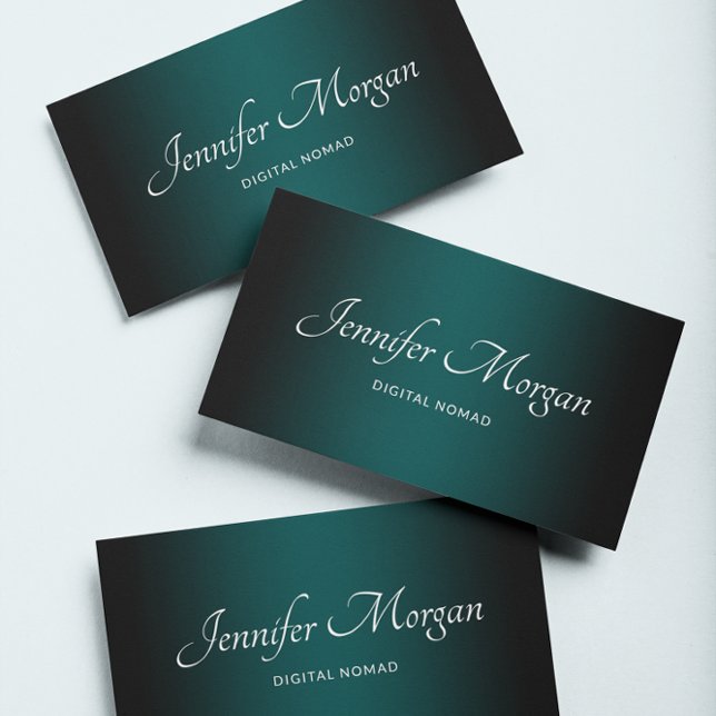 Svart och tealgrön elegant ombré visitkort (Create your own teal and black gradient modern minimalist business cards.)