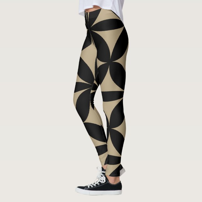Svart och tonermodern/Retro-utskrift Leggings (Vänster)