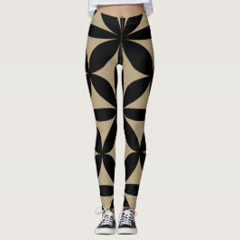 Svart och tonermodern/Retro-utskrift Leggings