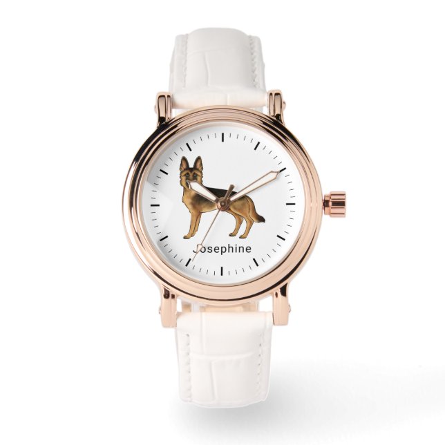 Svart och tonisk Hund med eget namn Armbandsur (Framsida)