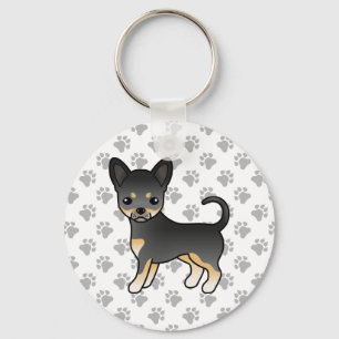 Svart och tonkantsutjämning Jacka Chihuahua Hund & Nyckelring