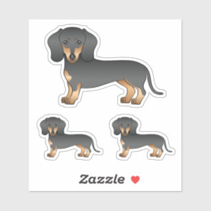 Svart och tonkantsutjämning Jacka Dachshund Teckna Klistermärken