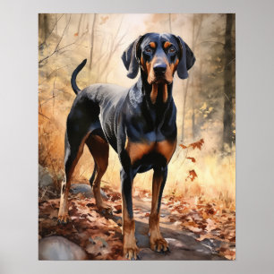 Svart och tonkonhound Hund Print Poster