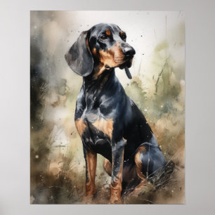 Svart och tonkonhound Hund Print Poster