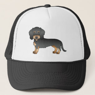 Svart och tråd med spetshund Dachshund Tecknad hun Keps