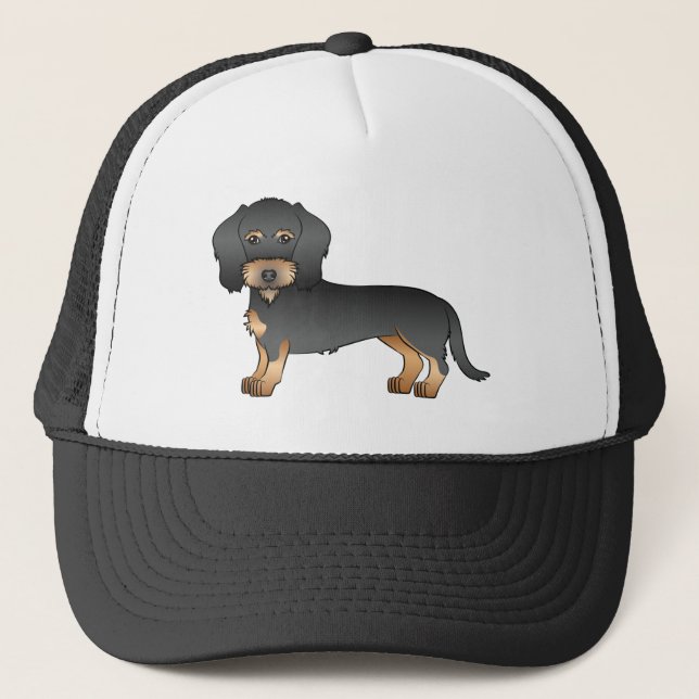 Svart och tråd med spetshund Dachshund Tecknad hun Keps (Framsida)
