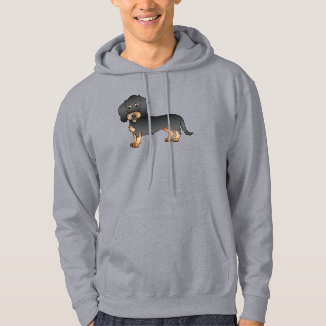 Svart och tråd med spetshund Tecknad hund Hoodie (Framsida)