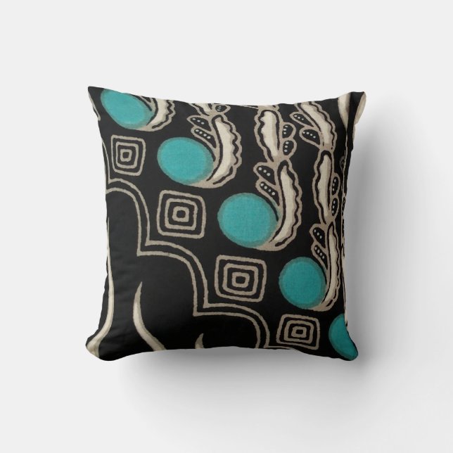 Svart och turkos Bohemian Design Dekorativ kudde (Framsida)