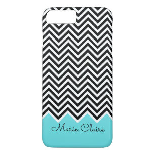 Svart och turkos Modern Chevron Anpassningsbar Mon