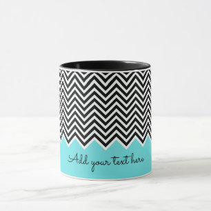 Svart och turkos Modern Chevron Anpassningsbar TEX Mugg