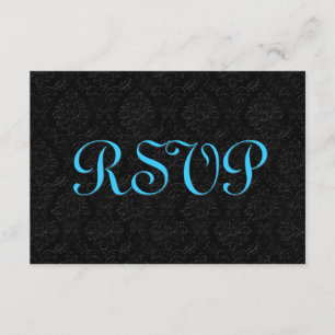Svart och turkos OSA Damask Wedding R204 Kort