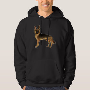 Svart och tysk Hund Hoodie