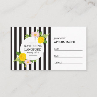 Svart och utandad Salon med minimal Blommigt Tidsbeställning Kort