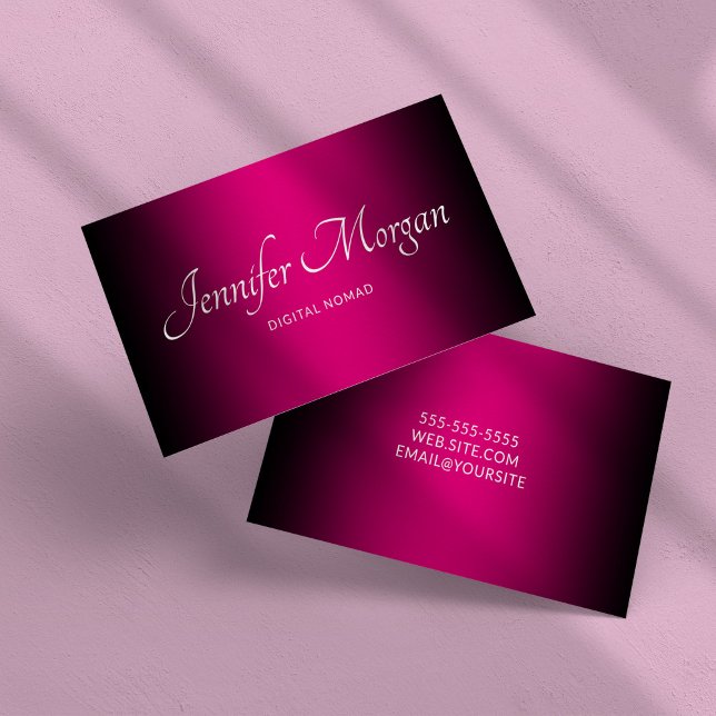 Svart och varmt rosa elegant ombré visitkort (Black and Hot Pink Elegant Ombre Business Card)