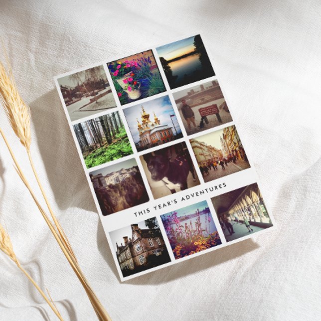 Svart och vit 12-kvadratisk fotorutnätsfärgning julkort (Skapare uppladdad)