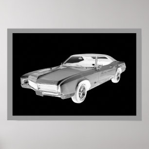 Svart och vit 1967 Buick Riviera Pop Art Poster