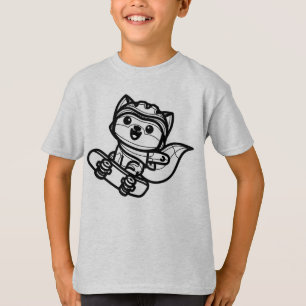 SVART OCH VIT #28 - Räv leker med skateboard T Shirt