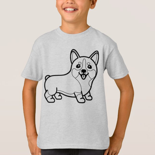 SVART OCH VIT #31 - Corgi Leende T Shirt (Framsida)