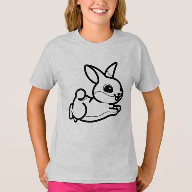 SVART OCH VIT #39 - Kanin som hoppar T Shirt (Framsida)