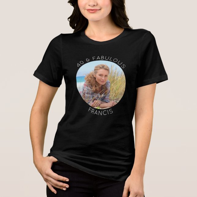 Svart och vit 40 & fantastisk foto t shirt (Framsida)