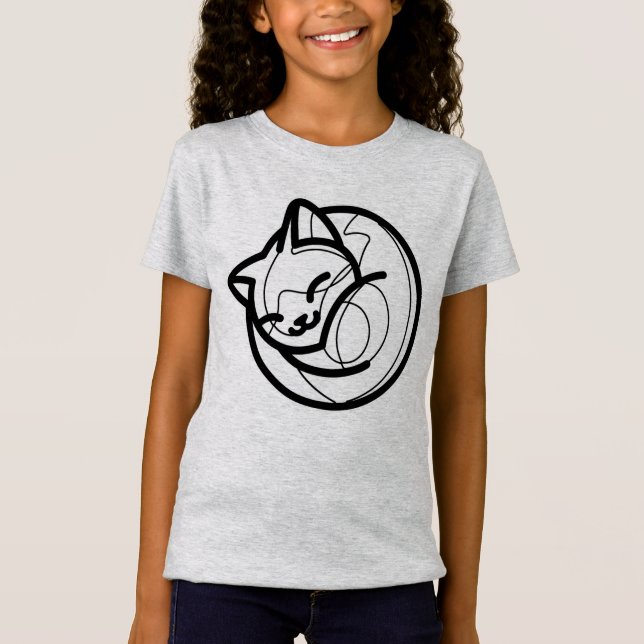 SVART OCH VIT #46 - Sovande katt V02 T Shirt (Framsida)