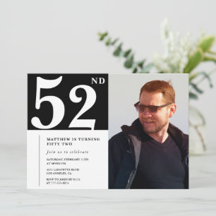 Svart och vit 52-års födelsedagsinbjudan Foto Inbjudningar