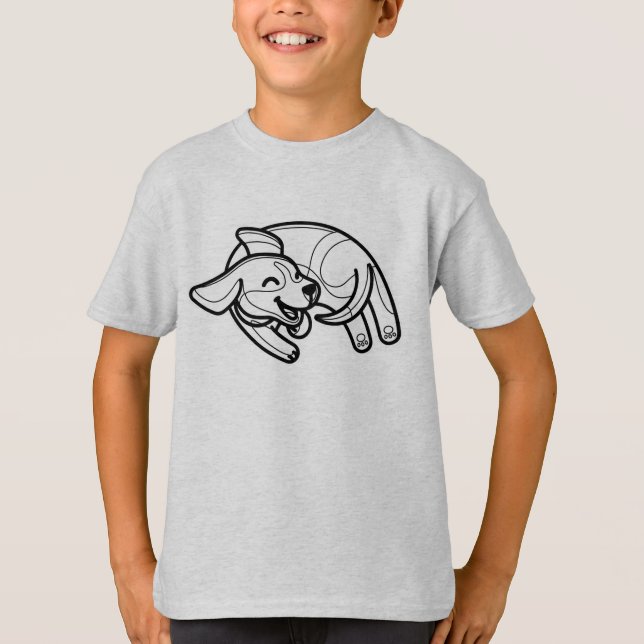 SVART OCH VIT #59 - En hund hoppar och leker T Shirt (Framsida)