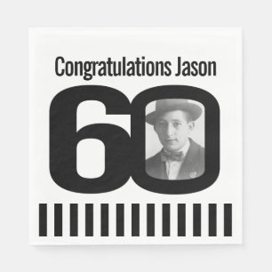 Svart och vit 60-årsfotoblöjor pappersservett