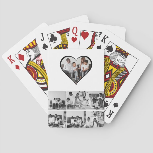 Svart och vit 7-fotokollage casinokort (Baksidan)