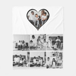 Svart och vit 7-fotokollage fleecefilt