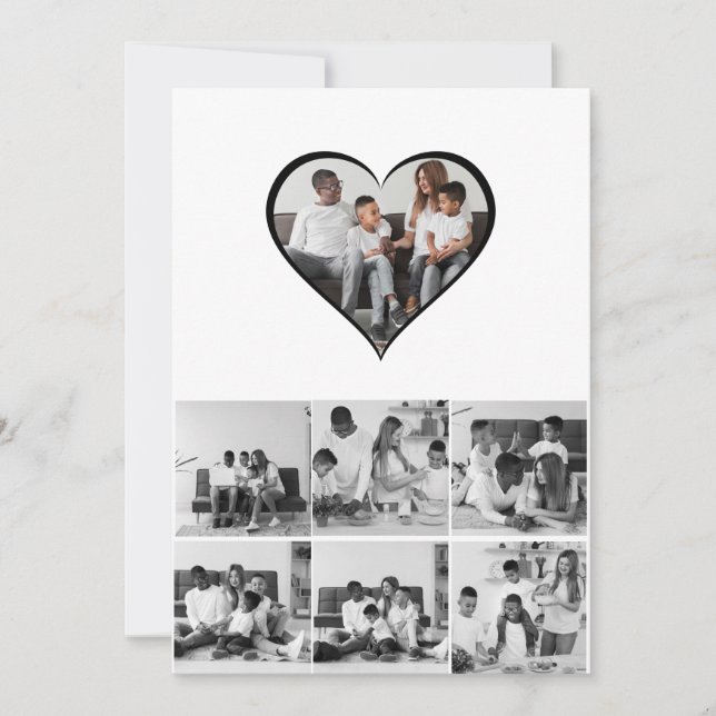 Svart och vit 7 fotosammanställning kort (Framsida)