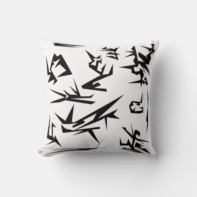 Svart och vit Abstrakt Art Cushion Pillow Kudde (Framsida)
