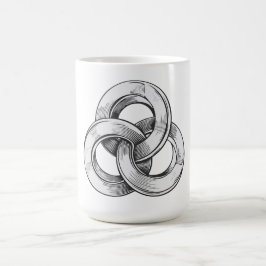 Svart och vit abstrakt bild av tre sammankopplade kaffemugg