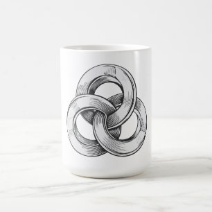 Svart och vit abstrakt bild av tre sammankopplade kaffemugg