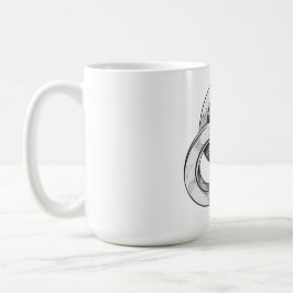 Svart och vit abstrakt bild av tre sammankopplade kaffemugg