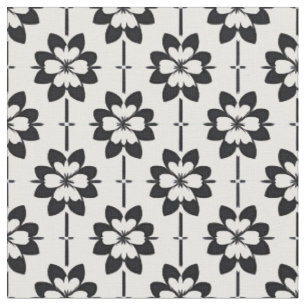 Svart och vit abstrakt blommig mönster tyg
